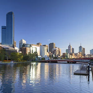 Rialto Towers and skyline along Yarra River, Melbourne, Victoria, Australia