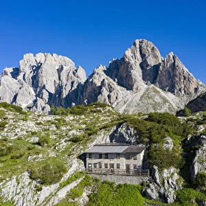 Rifugio Sala Olivo hut at feet of Cima and Monte Popera, Comelico Superiore, Dolomites