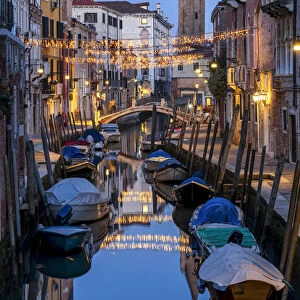 Rio de San Barnaba at dusk, Venice, Veneto, Italy, Europe