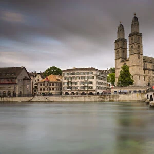 River Limmat and Grossmunster church, Zurich, Switzerland