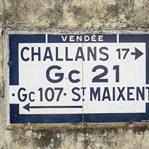 Road sign, Apremont, Vendee, France