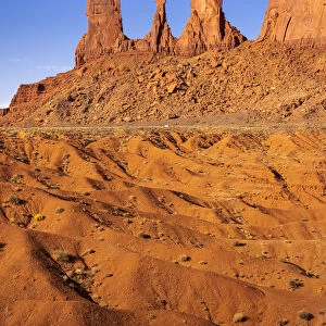 Rock formation named Three Sisters near John Ford Point, Monument Valley, Arizona, USA