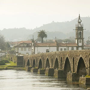 Roman bridge over the Lima river, Ponte de Lima, Minho, Portugal