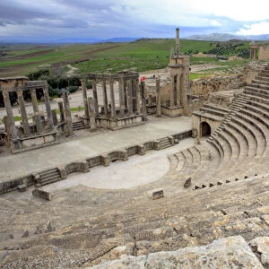 Roman theatre (168 AD), Dougga (Thugga), UNESCO World Heritage Site, Tunisia