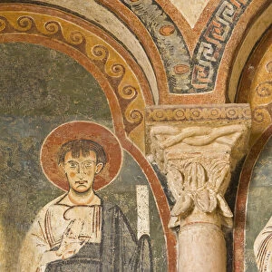 Romanesque Frescos, Cathedral St-Lizier, St-Lizier, Ariege, Midi Pyrenees, France