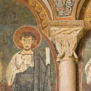 Romanesque Frescos, Cathedral St-Lizier, St-Lizier, Ariege, Midi Pyrenees, France