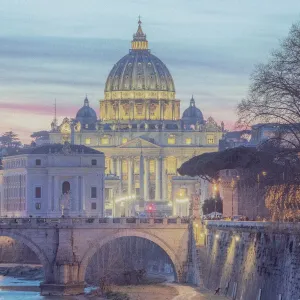 Rome River Tiber Print with St. Peters Basilica Rome River Tiber Print with St. Peters Basilica