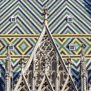 Roof tiles mosaic, St. Stephens Cathedral or Stephansdom, Vienna, Austria