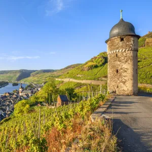 Round tower with Zell, Mosel valley, Rhineland-Palatinate, Germany