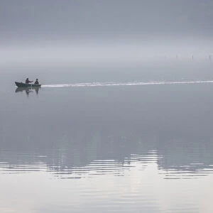 Rowing boat on the lake Edersee near Herzhausen, Hesse, Germany