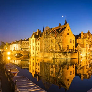 Rozenhoedkai Canal & Belfry at Dusk, Brugge, Belgium