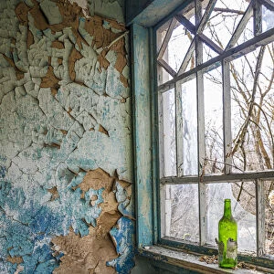 Ruined house in an abandoned village inside the Chernobyl Exclusion Zone, Ukraine