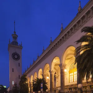 Russia, Black Sea Coast, Sochi, train station