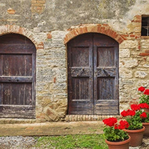 Two Rustic Doors, Lucignano d asso, Tuscany, Italy