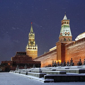 Saint Basils Cathedral at night, Red square, Moscow, Russia
