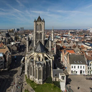 Saint Nicholas Church and city skyline, Ghent, East Flanders, Belgium
