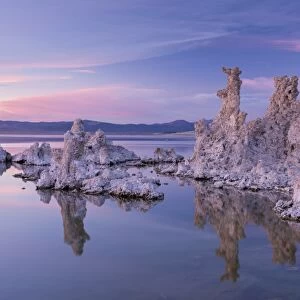 Salt pillar formations at sunset, South Tufa, Mono Lake, California, USA