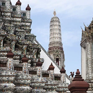 Scene around the Wat Arun temple in Bangkok Thailand