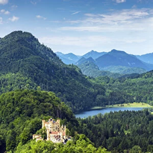 Scenic view over Hohenschwangau castle, Schwangau, Bavaria, Germany
