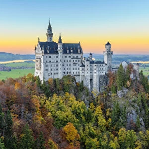 Schwangau, Bavaria, Germany, Europe. Neuschwanstein castle viewed from Marienbrucke