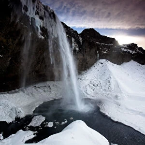 Seljalandsfoss Waterfall in Winter, Iceland