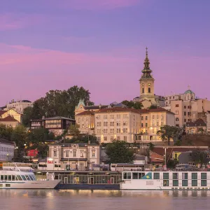 Serbia, Belgrade, View of Sava River across to St