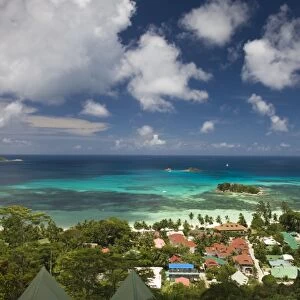 Seychelles, Praslin Island, Anse Volbert, aerial view of tourist village
