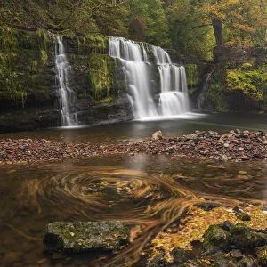 Sgwd y Pannwr waterfall on the Four Waterfalls Walk near Ystradfellte in Brecon Beacons