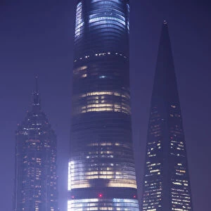 Shanghai Tower, Jin Mao Tower and Shanghai World Finance Center, Pudong, Shanghai, China