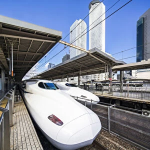 Shinkansen bullet trains at Nagoya station, Aichi prefecture, Japan