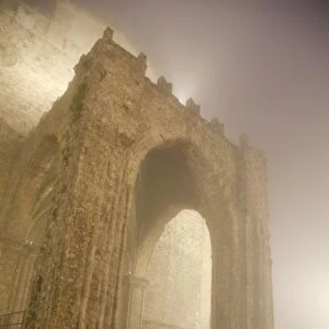 Sicily, Italy, Western Europe; Detail from the Erice Cathedral in high humidity