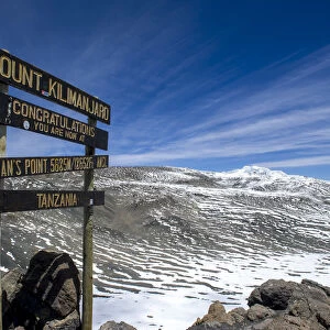 Signs at Gillmans Point, Mount Kilimanjaro, Tanzania