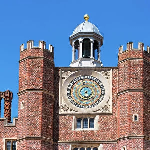 A sixteenth-century astronomical clock in Hampton Court Palace, London, England