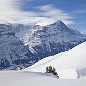 Ski Gondola lift & North face of the Eiger, Grindelwald, Jungfrau region, Bernese