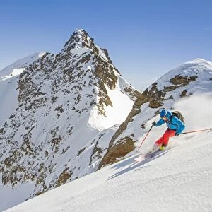 Ski mountaneering, Forni glacier, Italy, Alps