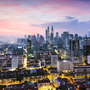 Skyline with KLCC and Petronas towers, Kuala Lumpur, Malaysia