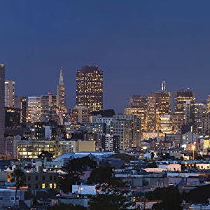 Skyline of San Francisco at night, California, USA
