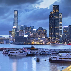 Skyline of Tsim Sha Tsui and Causeway Bay typhoon shelter, Hong Kong