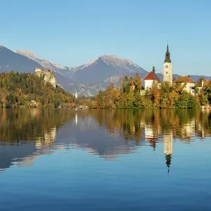 Slovenia, Lake Bled, Blejski Otok island, St. Mary's church Slovenia, Lake Bled, Blejski Otok island, St. Mary's church