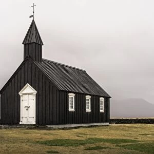 Snaefellsnes peninsula, Iceland, Europe. The small black church in Budir