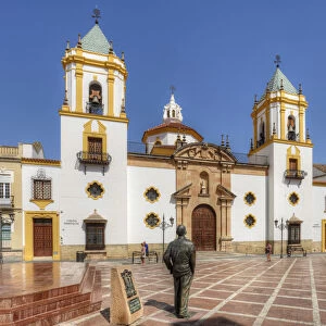 The Socorro Church in Ronda at Plaza del Socorro with Statue of Blas Infante, Andalusia
