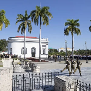 Soldiers parade in cemetery near grave of Fidel Castro, Santiago de Cuba, Cuba