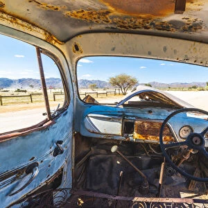 Solitaire, Namibia, Africa. Abandoned rusty car in the desert