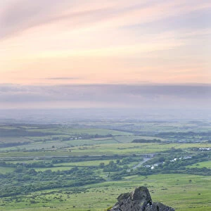 Sourton Tor and rolling countryside on the western edge of Dartmoor National Park