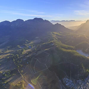 South Africa, Western Cape, Stellenbosch, Aerial View over the Valley and Wine Estates