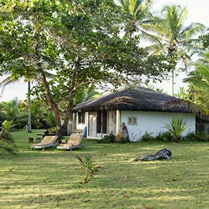 South America, Brazil, Bahia, Caraiva, beach hut cabin at Le Paxa boutique hotel