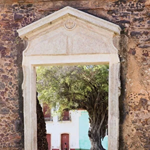 South America, Brazil, Maranhao, Alcantara, view through a ruined door of the Nossa