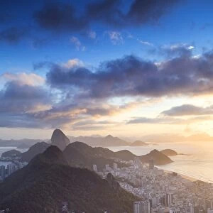 South America, Brazil, Rio de Janeiro, View of Copacabana, Sugar Loaf and Rio city