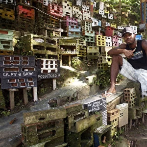 South America, Brazil, Rio de Janeiro, Cilan Oliveira at the Morrinho model favela