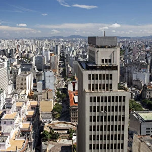South America, Brazil, Sao Paulo; view along Avenida Sao Joao from the top of the